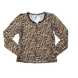 Esme Studios Inc Boutique Leopard Print Long Sleeve T-Shirt Medium Sparkle